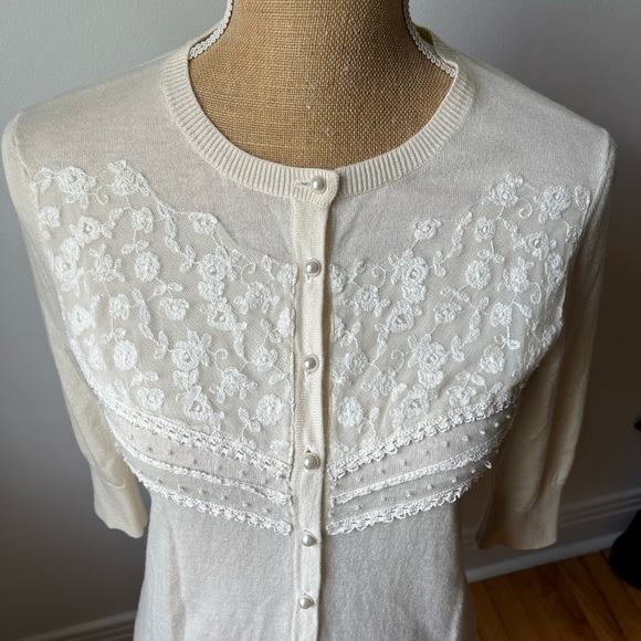 Icône Wool Sweater with Lace and Pearl Details - Picture 3 of 5
